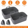 2 Reusable Silicone Air Fryer Baskets with 1 Pair of Mittens