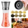 Stainless Steel Tall Glass Sea Salt & Pepper Mill w/ Adjustable Coarseness