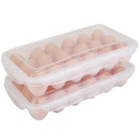 2Pcs 18 Cavity Per Container Plastic Stackable Egg Holder Storage Box Rack for Refrigerator