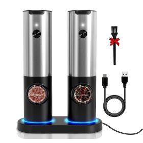 Rechargeable Salt and Pepper Grinder with Adjustable Coarseness and Charging Base