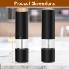 2Pcs Electric Salt and Pepper Grinder Salt Mill Sets With Adjustable Coarseness