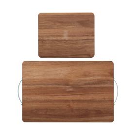 Farberware 2-piece Acacia Cutting and Serving Board Set with Teal Handles