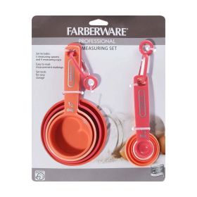 Farberware Measuring Cups and Spoons Set, 9 Piece - Coral Ombre