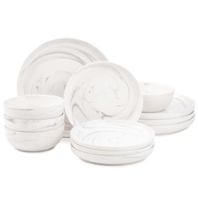 Thyme & Table Dinnerware Grey Marble Stoneware, 12 Piece Set