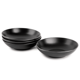 Thyme & Table Dinnerware Black Onyx Stoneware Round Bowls, 4 Pack