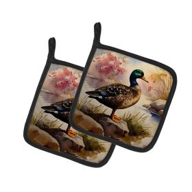 American Black Duck Pair of Pot Holders Kitchen Heat Resistant Pot Holders Sets Oven Hot Pads for Cooking Baking BBQ, 7 1/2 x 7 1/2