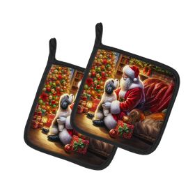 Havanese and Santa Claus Pair of Pot Holders Kitchen Heat Resistant Pot Holders Sets Oven Hot Pads for Cooking Baking BBQ, 7 1/2 x 7 1/2