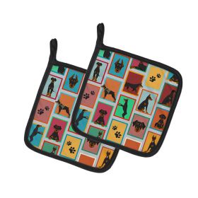 Lots of Doberman Pinscher Pair of Pot Holders Kitchen Heat Resistant Pot Holders Sets Oven Hot Pads for Cooking Baking BBQ, 7 1/2 x 7 1/2