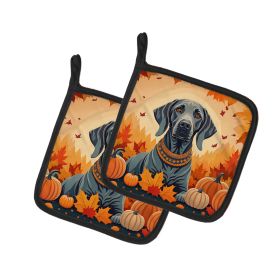 Weimaraner Fall Pair of Pot Holders Kitchen Heat Resistant Pot Holders Sets Oven Hot Pads for Cooking Baking BBQ, 7 1/2 x 7 1/2