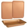 Original Cookie Sheet & Roasting Tray Set - 3 Pcs Toxic Free NONSTICK - Organic Environmental Friendly Premium Coating - Durable Quality - 2 X Baking