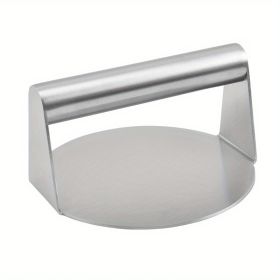 1pc; Burger Press; 304 Stainless Steel Meat Press; Round Or Square Burger Smasher; Grill Press Perfect For Kitchen Accessories; Home Kitchen Items (material: All Steel Round Meat Press)