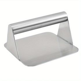 1pc; Burger Press; 304 Stainless Steel Meat Press; Round Or Square Burger Smasher; Grill Press Perfect For Kitchen Accessories; Home Kitchen Items (material: All Steel Square Meat Press)