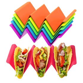 1pc/6pcs Colorful Taco Holder Stands - Premium Large Taco Tray Plates Holds Up To 3 Or 2 Tacos Each, PP Health Material Very Hard And Sturdy (Color: 6pcs Colorful)