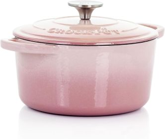 Crock-Pot Artisan Round Enameled Cast Iron Dutch Oven, 7-Quart, Lavender Purple (Color: Blush Pink)