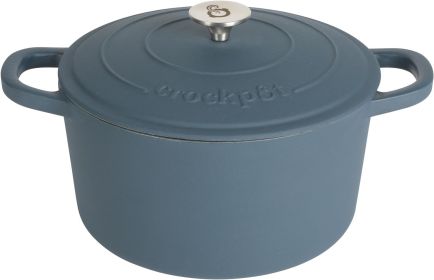 Crock-Pot Artisan Round Enameled Cast Iron Dutch Oven, 7-Quart, Lavender Purple (Color: Matte Navy Blue)