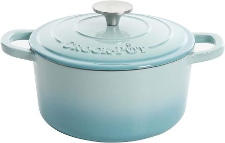 Crock-Pot Artisan Round Enameled Cast Iron Dutch Oven, 7-Quart, Lavender Purple (Color: Aqua Blue)