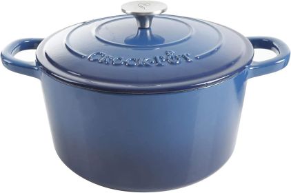 Crock-Pot Artisan Round Enameled Cast Iron Dutch Oven, 7-Quart, Lavender Purple (Color: Sapphire Blue)