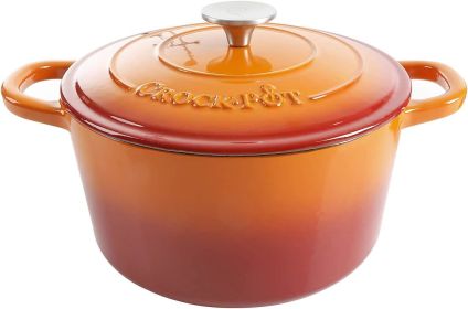 Crock-Pot Artisan Round Enameled Cast Iron Dutch Oven, 7-Quart, Lavender Purple (Color: Sunset Orange)